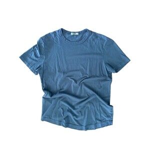 Buck Mason Slub Curved Hem Crewneck T-Shirt Size S Blue Short Sleeve American